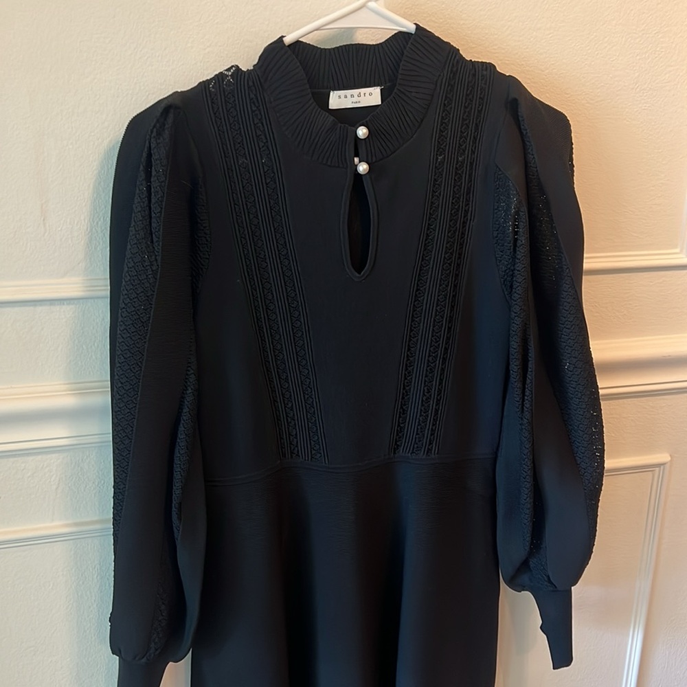 Sandro Black Long Sleeve Dress - Picture 3 of 11